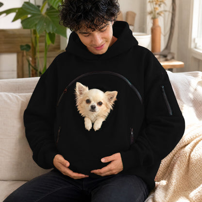 Negro - en casa con su chihuahua en la sudadera Nidito